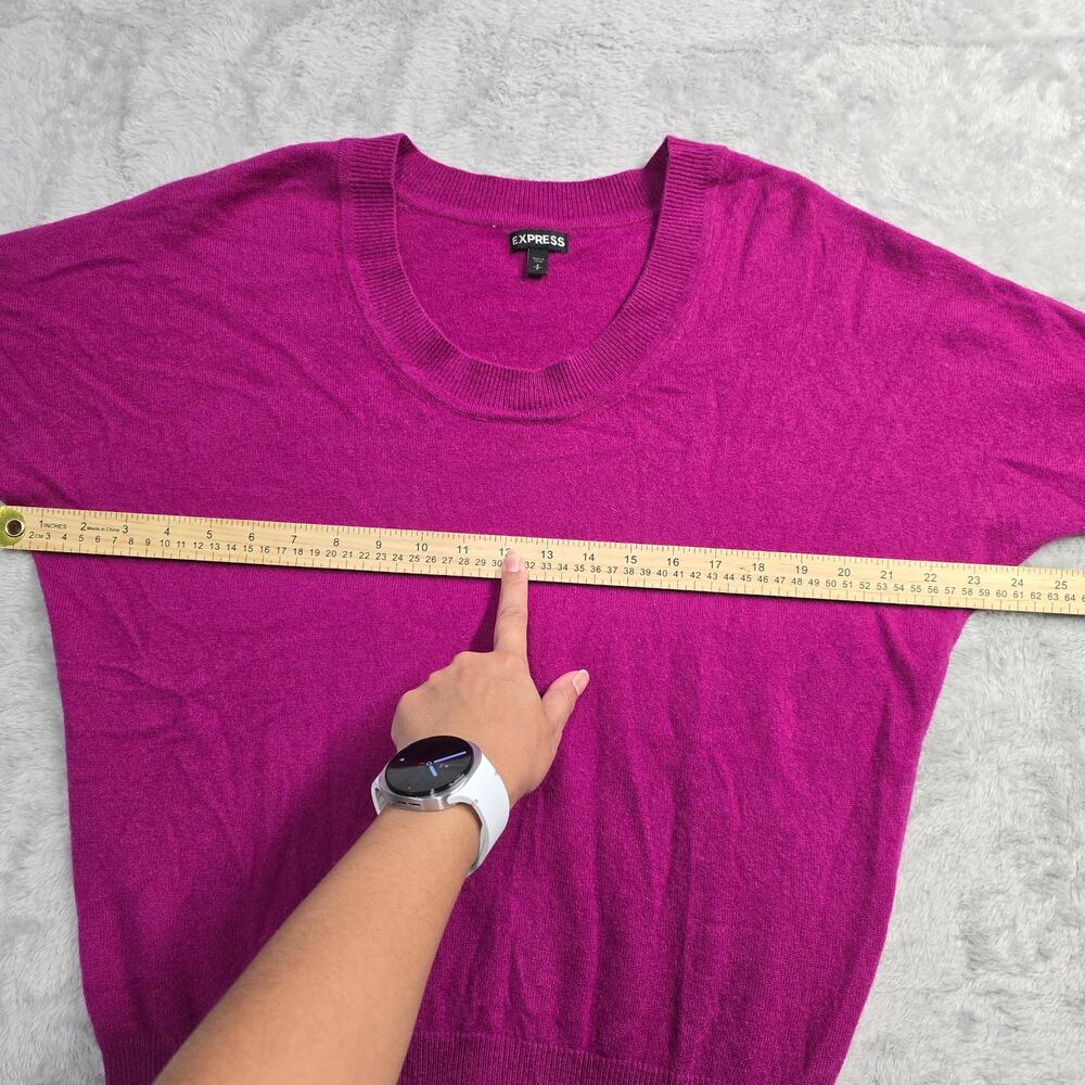 Express 100% Cashmere Sweater Women's Sz S Pink Dolman Sleeve Minimalist Luxury - Picture 5 of 9